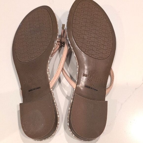 Kate Spade New York Mistic Thong Blush Leather Flip Flop Bow Sandals Size 8 - Picture 6 of 9